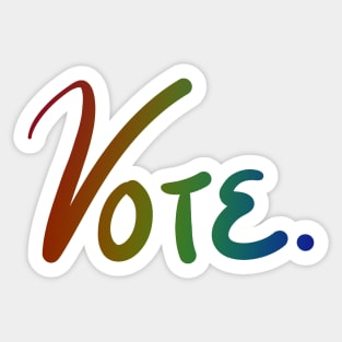 "Vote." Dark Rainbow Ombre Sticker